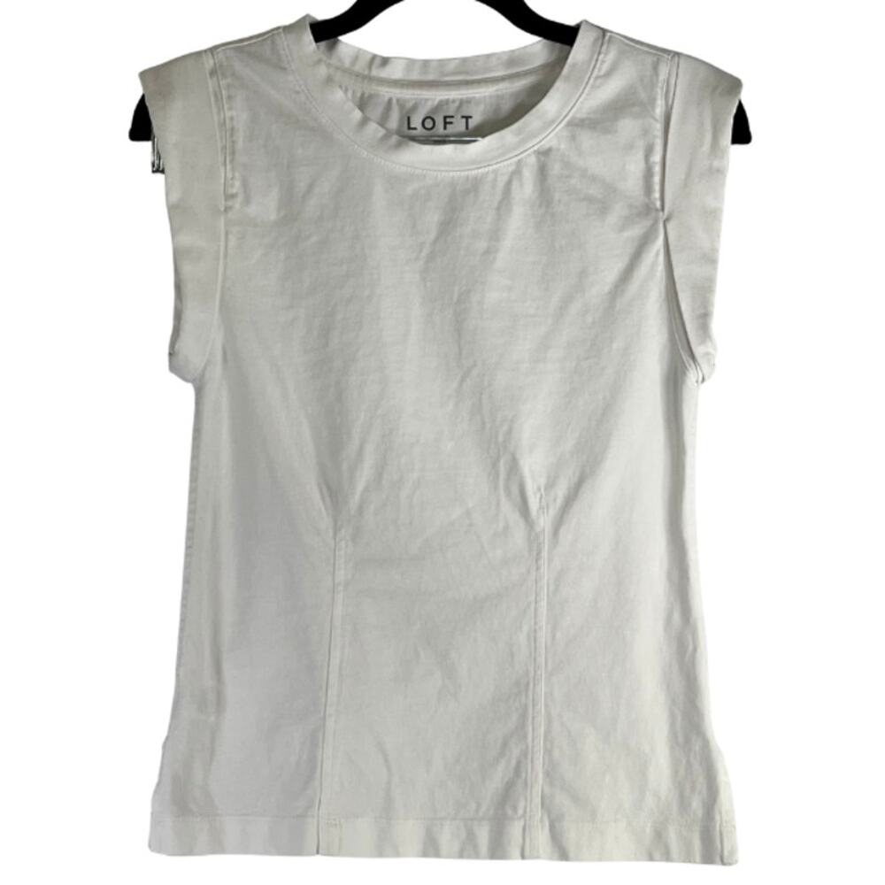 Loft White Crew Neck Cap Sleeve Muscle Tank Top Size XS